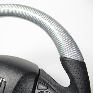 REAL ORIGINAL SERIES SOFT D SHAPE SILVER CARBON BLACK EURO STITCH STEERING WHEEL FOR HONDA VEZEL RU1-4 JH3 JH4 HNA-SLC-BK