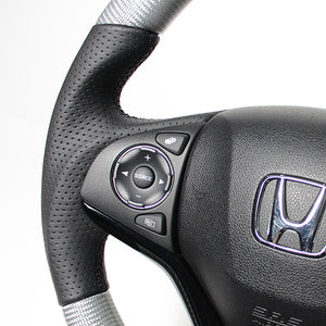 REAL ORIGINAL SERIES SOFT D SHAPE SILVER CARBON BLACK EURO STITCH STEERING WHEEL FOR HONDA FIT GP5 6 GK3~6  HNA-SLC-BK