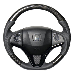 REAL ORIGINAL SERIES SOFT D SHAPE BLACK CARBON BLACK EURO STITCH STEERING WHEEL FOR HONDA FIT GP5 6 GK3~6  HNA-BKC-BK