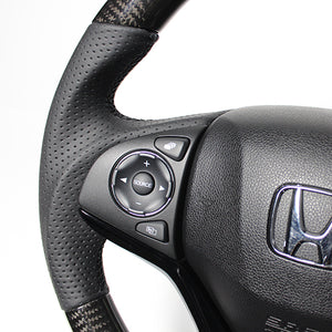 REAL ORIGINAL SERIES SOFT D SHAPE BLACK CARBON BLACK EURO STITCH STEERING WHEEL FOR HONDA FIT GP5 6 GK3~6  HNA-BKC-BK