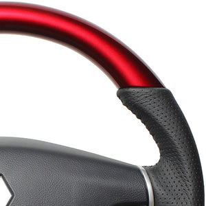 REAL ORIGINAL SERIES ROUND SHAPE PEARL RED BLACK STITCH STEERING WHEEL FOR MITSUBISHI DELICA D:5 CV W:ZENKI  D5-RDW-BK