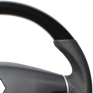 REAL ORIGINAL SERIES ROUND SHAPE PIANO BLACK BLACK STITCH STEERING WHEEL FOR MITSUBISHI PAJERO V8 W V9 W  D5-PBW-BK
