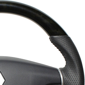 REAL ORIGINAL SERIES ROUND SHAPE BLACK WOOD BLACK STITCH STEERING WHEEL FOR MITSUBISHI DELICA D:5 CV W:ZENKI  D5-BKW-BK