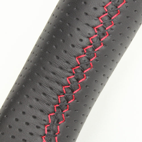 REAL ORIGINAL SERIES SOFT D SHAPE ALL LEATHER RED X BLACK EURO STITCH STEERING WHEEL FOR SUZUKI HUSTLER MR31S MR41S  MR31-LPB-RD