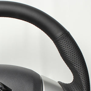 REAL ORIGINAL SERIES SOFT D SHAPE ALL LEATHER BLACK EURO STITCH STEERING WHEEL FOR MAZDA SCRUM WAGON DG17W  MR31-LPB-BK