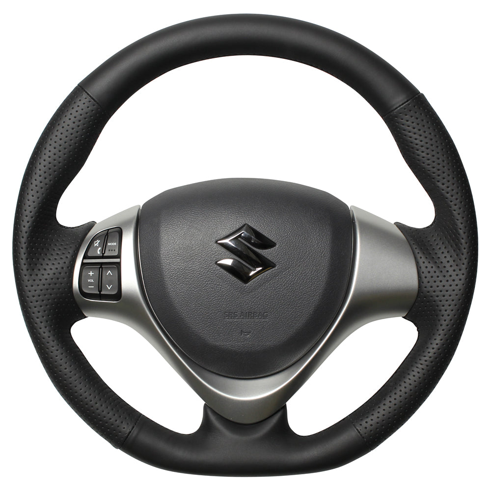REAL ORIGINAL SERIES SOFT D SHAPE ALL LEATHER BLACK EURO STITCH STEERING WHEEL FOR MAZDA SCRUM WAGON DG17W  MR31-LPB-BK