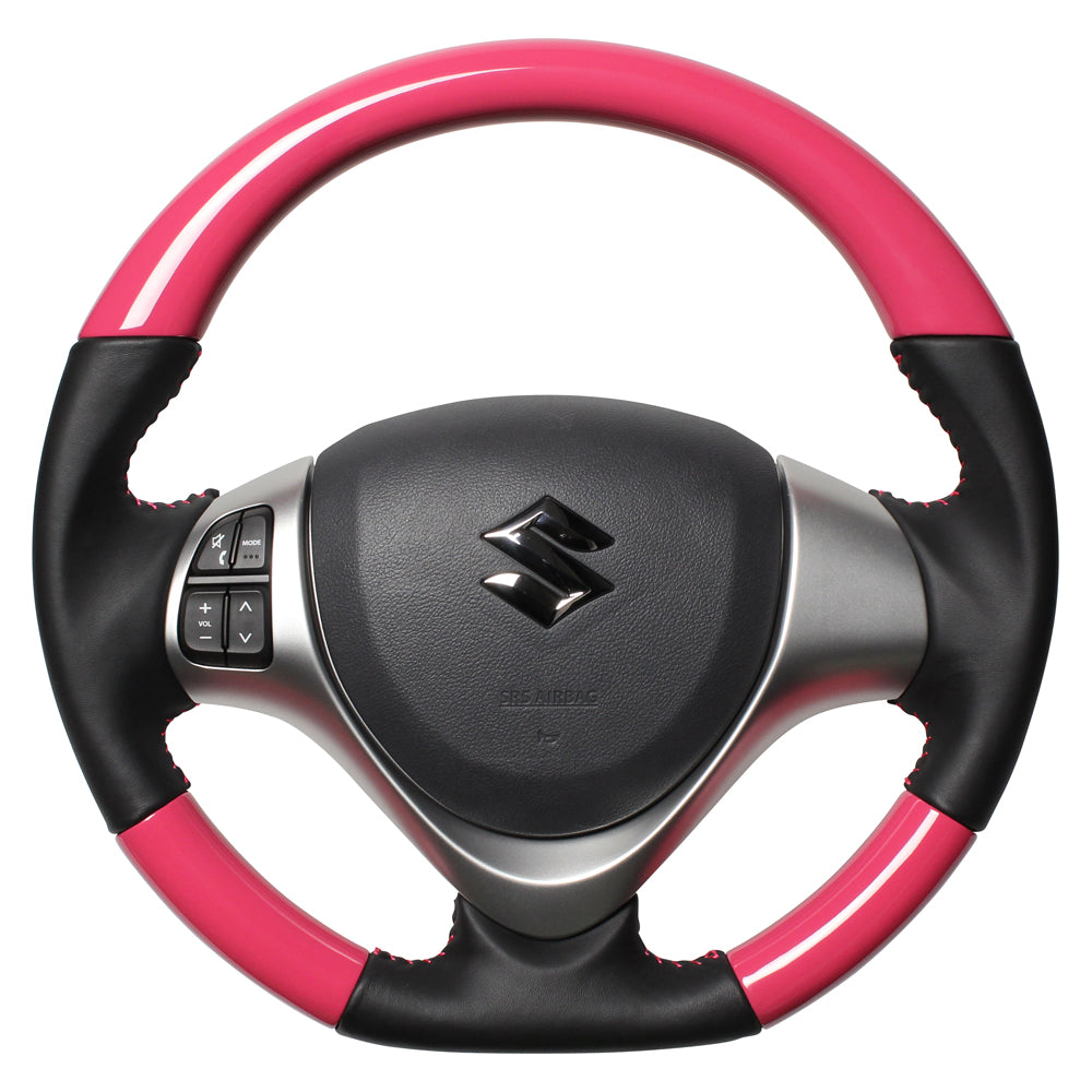 REAL ORIGINAL SERIES SOFT D SHAPE CANDY PINK PINK STITCH STEERING WHEEL FOR SUZUKI JIMNY JB23W:10 TYPE  MR31-PCW-PC