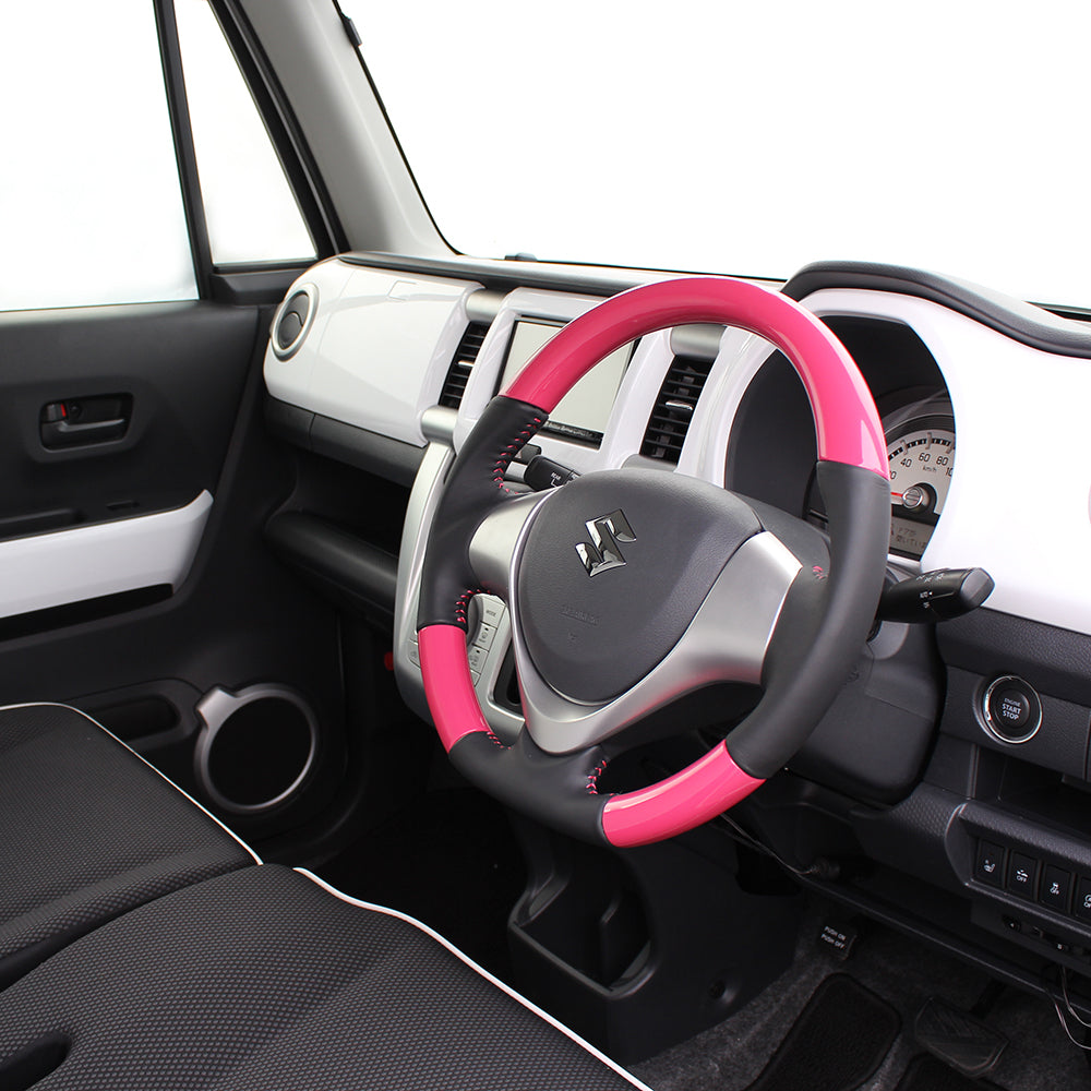 REAL ORIGINAL SERIES SOFT D SHAPE CANDY PINK PINK STITCH STEERING WHEEL FOR SUZUKI WAGON R MH34S MH44S  MR31-PCW-PC