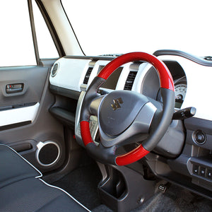 REAL ORIGINAL SERIES SOFT D SHAPE PHOENIX RED DARK WINE STITCH STEERING WHEEL FOR SUZUKI JIMNY SIERRA JB43W:9 TYPE  MR31-DRDW-DW