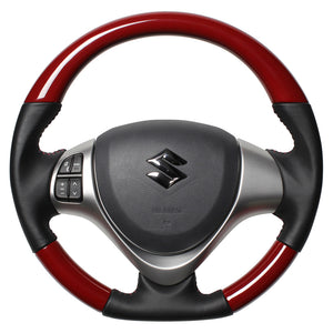 REAL ORIGINAL SERIES SOFT D SHAPE PHOENIX RED DARK WINE STITCH STEERING WHEEL FOR MAZDA CAROL HB25S: KOUKI HB35S: KOUKI  MR31-DRDW-DW