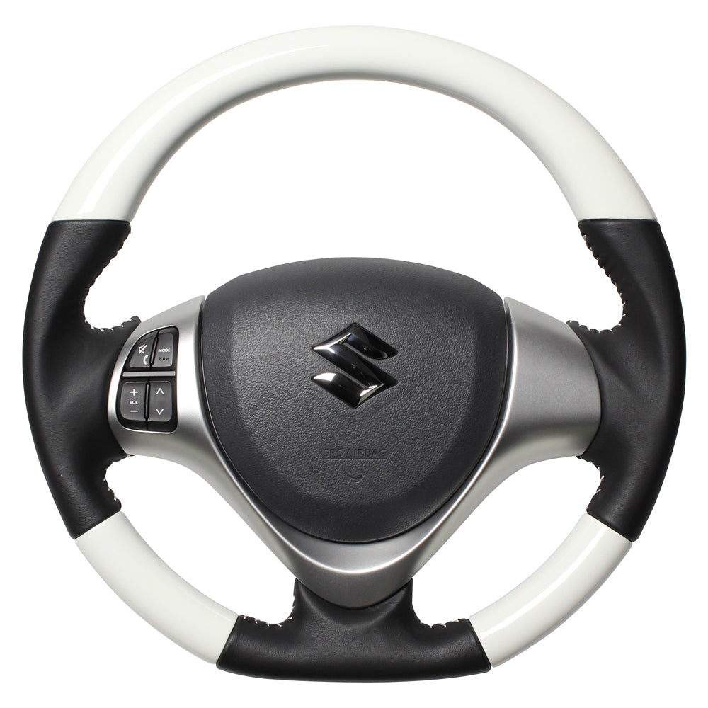 REAL ORIGINAL SERIES SOFT D SHAPE WHITE WHITE STITCH STEERING WHEEL FOR SUZUKI EVERY WAGON DA17W  MR31-WHW-WH