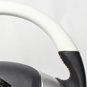 REAL ORIGINAL SERIES SOFT D SHAPE WHITE WHITE STITCH STEERING WHEEL FOR SUZUKI EVERY WAGON DA17W  MR31-WHW-WH