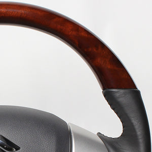 REAL ORIGINAL SERIES SOFT D SHAPE BROWN WOOD BLACK STITCH STEERING WHEEL FOR MAZDA FLARE CROSSOVER MS31S MS41S  MR31-BRW-BK