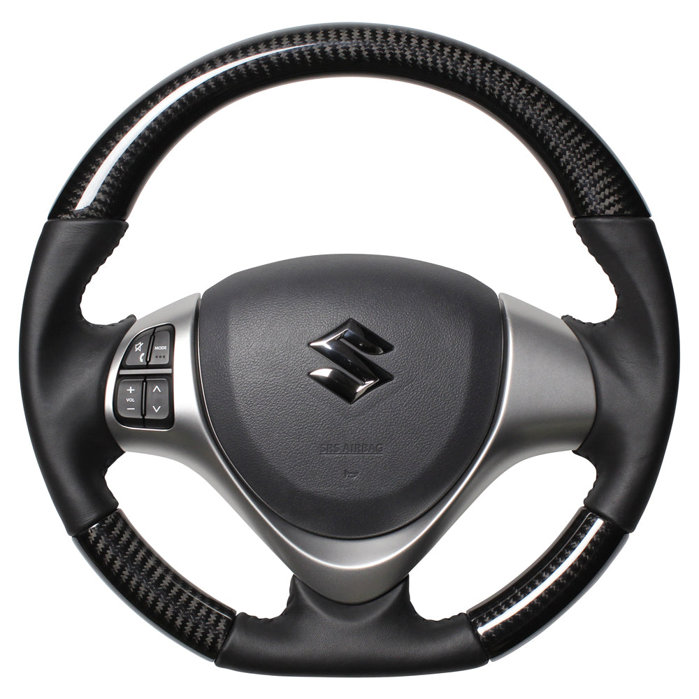 REAL ORIGINAL SERIES SOFT D SHAPE BLACK CARBON BLACK STITCH STEERING WHEEL FOR SUZUKI EVERY WAGON DA17W  MR31-BKC-BK