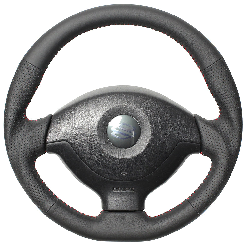 REAL ORIGINAL SERIES SOFT D SHAPE ALL LEATHER RED STITCH STEERING WHEEL FOR SUZUKI JIMNY SIERRA JB43W: 4-8 TYPE  JB-LPB-RD