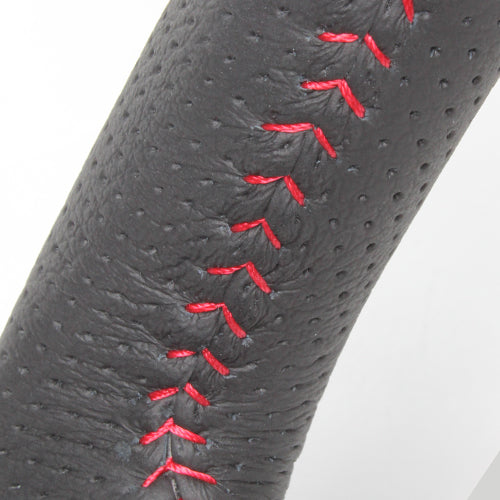 REAL ORIGINAL SERIES SOFT D SHAPE ALL LEATHER RED STITCH STEERING WHEEL FOR SUZUKI JIMNY SIERRA JB43W: 4-8 TYPE  JB-LPB-RD