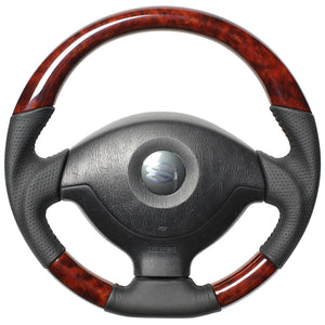 REAL ORIGINAL SERIES SOFT D SHAPE BROWN WOOD BLACK STITCH STEERING WHEEL FOR SUZUKI JIMNY JB23W: 5-9 TYPE  JB-BRW-BK