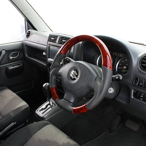 REAL ORIGINAL SERIES SOFT D SHAPE BROWN WOOD BLACK STITCH STEERING WHEEL FOR MAZDA AZ OFFROAD JM23W  JB-BRW-BK