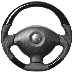 REAL ORIGINAL SERIES SOFT D SHAPE BLACK WOOD BLACK STITCH STEERING WHEEL FOR MAZDA AZ OFFROAD JM23W  JB-BKW-BK