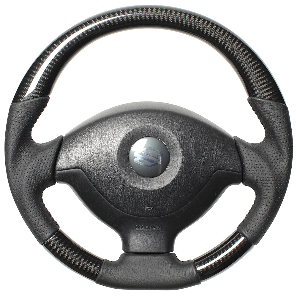 REAL ORIGINAL SERIES SOFT D SHAPE BLACK CARBON BLACK STITCH STEERING WHEEL FOR MAZDA AZ OFFROAD JM23W  JB-BKC-BK