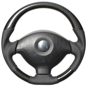 REAL ORIGINAL SERIES SOFT D SHAPE BLACK CARBON BLACK STITCH STEERING WHEEL FOR MAZDA AZ OFFROAD JM23W  JB-BKC-BK