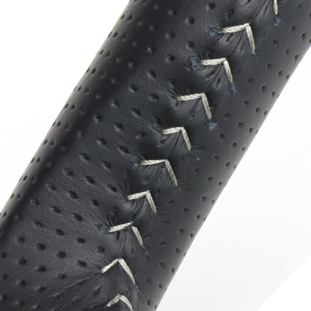 REAL ORIGINAL SERIES SOFT D SHAPE ALL LEATHER SILVER STITCH STEERING WHEEL FOR TOYOTA HILUX GUN125 N125-LPB-SL