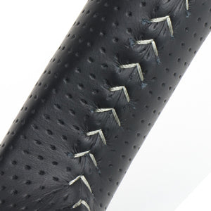 REAL ORIGINAL SERIES SOFT D SHAPE ALL LEATHER SILVER STITCH STEERING WHEEL FOR TOYOTA HILUX GUN125 N125-LPB-SL