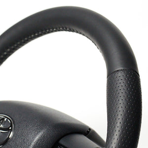 REAL ORIGINAL SERIES SOFT D SHAPE ALL LEATHER SILVER STITCH STEERING WHEEL FOR TOYOTA HILUX GUN125 N125-LPB-SL