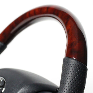 REAL ORIGINAL SERIES SOFT D SHAPE BROWN WOOD BLACK STITCH STEERING WHEEL FOR TOYOTA HILUX GUN125 N125-BRW-BK