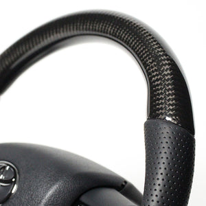 REAL ORIGINAL SERIES SOFT D SHAPE BLACK CARBON BLACK STITCH STEERING WHEEL FOR TOYOTA HILUX GUN125 N125-BKC-BK
