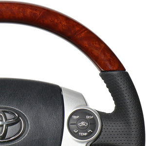 REAL ORIGINAL SERIES OVAL SHAPE BROWN WOOD BLACK STITCH STEERING WHEEL FOR DAIHATSU MOBIUS ZVW41N  30-1-BRW