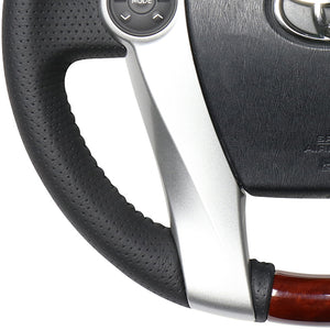 REAL ORIGINAL SERIES OVAL SHAPE BROWN WOOD BLACK STITCH STEERING WHEEL FOR DAIHATSU MOBIUS ZVW41N  30-1-BRW