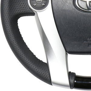 REAL ORIGINAL SERIES OVAL SHAPE BLACK WOOD BLACK STITCH STEERING WHEEL FOR TOYOTA AQUA NHP10  30-1-BKW