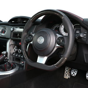 REAL ORIGINAL SERIES D SHAPE BLACK CARBON BLACK EURO STITCH STEERING WHEEL FOR TOYOTA 86 GR ZN6 GR-BKC-BK