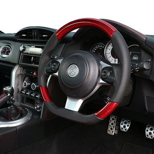 REAL ORIGINAL SERIES D SHAPE RED CARBON BLACK EURO STITCH STEERING WHEEL FOR TOYOTA 86 GR ZN6 GR-RDC-BK