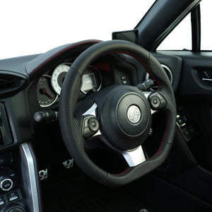 REAL ORIGINAL SERIES D SHAPE ALL LEATHER RED X BLACK EURO STITCH STEERING WHEEL FOR TOYOTA 86 ZN6 KOUKI GR-LPB-RD