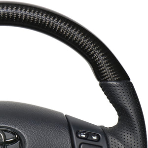 REAL ORIGINAL SERIES SOFT D SHAPE BLACK CARBON BLACK STITCH STEERING WHEEL FOR TOYOTA HARRIER 30  FJH-BKC-BK
