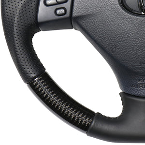 REAL ORIGINAL SERIES SOFT D SHAPE BLACK CARBON BLACK STITCH STEERING WHEEL FOR TOYOTA HARRIER 30  FJH-BKC-BK