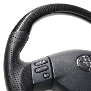 REAL ORIGINAL SERIES SOFT D SHAPE BLACK CARBON BLACK STITCH STEERING WHEEL FOR TOYOTA HARRIER 30  FJH-BKC-BK