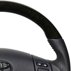 REAL ORIGINAL SERIES SOFT D SHAPE BLACK WOOD BLACK STITCH STEERING WHEEL FOR TOYOTA HARRIER 30  FJH-BKW-BK