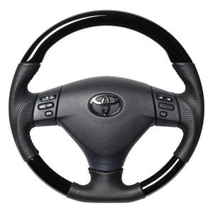 REAL ORIGINAL SERIES SOFT D SHAPE PIANO BLACK BLACK STITCH STEERING WHEEL FOR TOYOTA HARRIER 30  FJH-PBW-BK