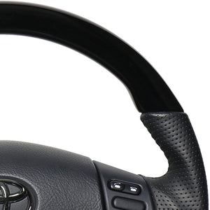 REAL ORIGINAL SERIES SOFT D SHAPE PIANO BLACK BLACK STITCH STEERING WHEEL FOR TOYOTA HARRIER 30  FJH-PBW-BK