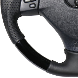 REAL ORIGINAL SERIES SOFT D SHAPE PIANO BLACK BLACK STITCH STEERING WHEEL FOR TOYOTA HARRIER 30  FJH-PBW-BK