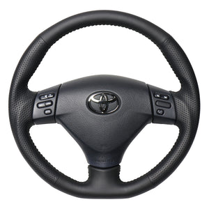 REAL ORIGINAL SERIES SOFT D SHAPE ALL LEATHER BLACK STITCH STEERING WHEEL FOR TOYOTA HARRIER 30  FJH-LPB-BK