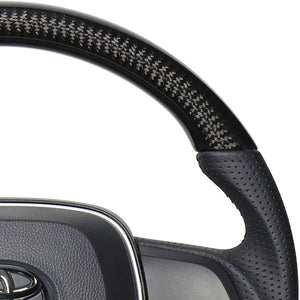 REAL PREMIUM SERIES SOFT D SHAPE BLACK CARBON BLACK EURO STITCH STEERING WHEEL FOR TOYOTA CAMRY 70  TYAP-BKC