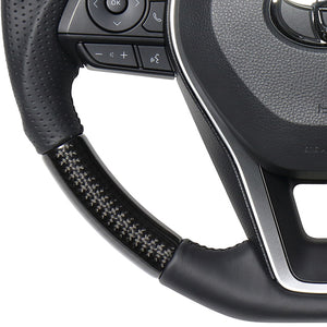 REAL PREMIUM SERIES SOFT D SHAPE BLACK CARBON BLACK EURO STITCH STEERING WHEEL FOR TOYOTA COROLLA CROSS 10  TYAP-BKC