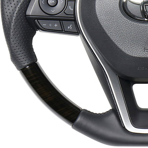 REAL PREMIUM SERIES SOFT D SHAPE 55 BLACK WOOD BLACK EURO STITCH STEERING WHEEL FOR TOYOTA RAV4 50 NOT PHV TYAP-55BKW