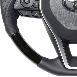 REAL PREMIUM SERIES SOFT D SHAPE 55 BLACK WOOD BLACK EURO STITCH STEERING WHEEL FOR TOYOTA COROLLA TOURING 210  TYAP-55BKW