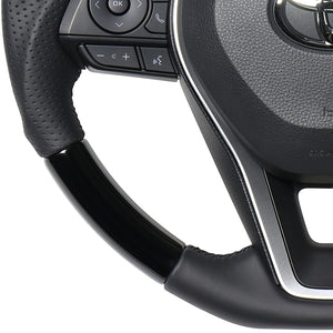 REAL PREMIUM SERIES SOFT D SHAPE PIANO BLACK BLACK EURO STITCH STEERING WHEEL FOR TOYOTA COROLLA SPORT 210  TYAP-PBW