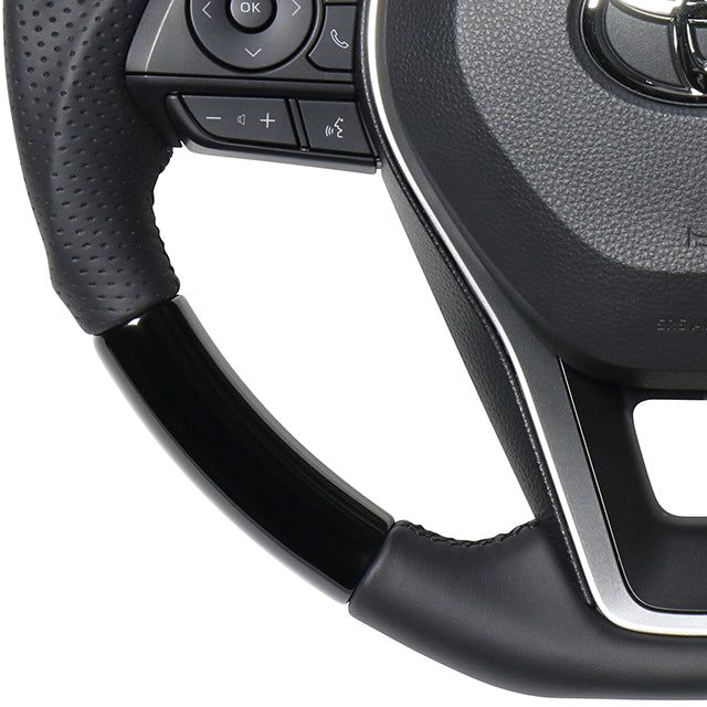 REAL PREMIUM SERIES SOFT D SHAPE PIANO BLACK BLACK EURO STITCH STEERING WHEEL FOR TOYOTA CROWN 220  TYAP-PBW